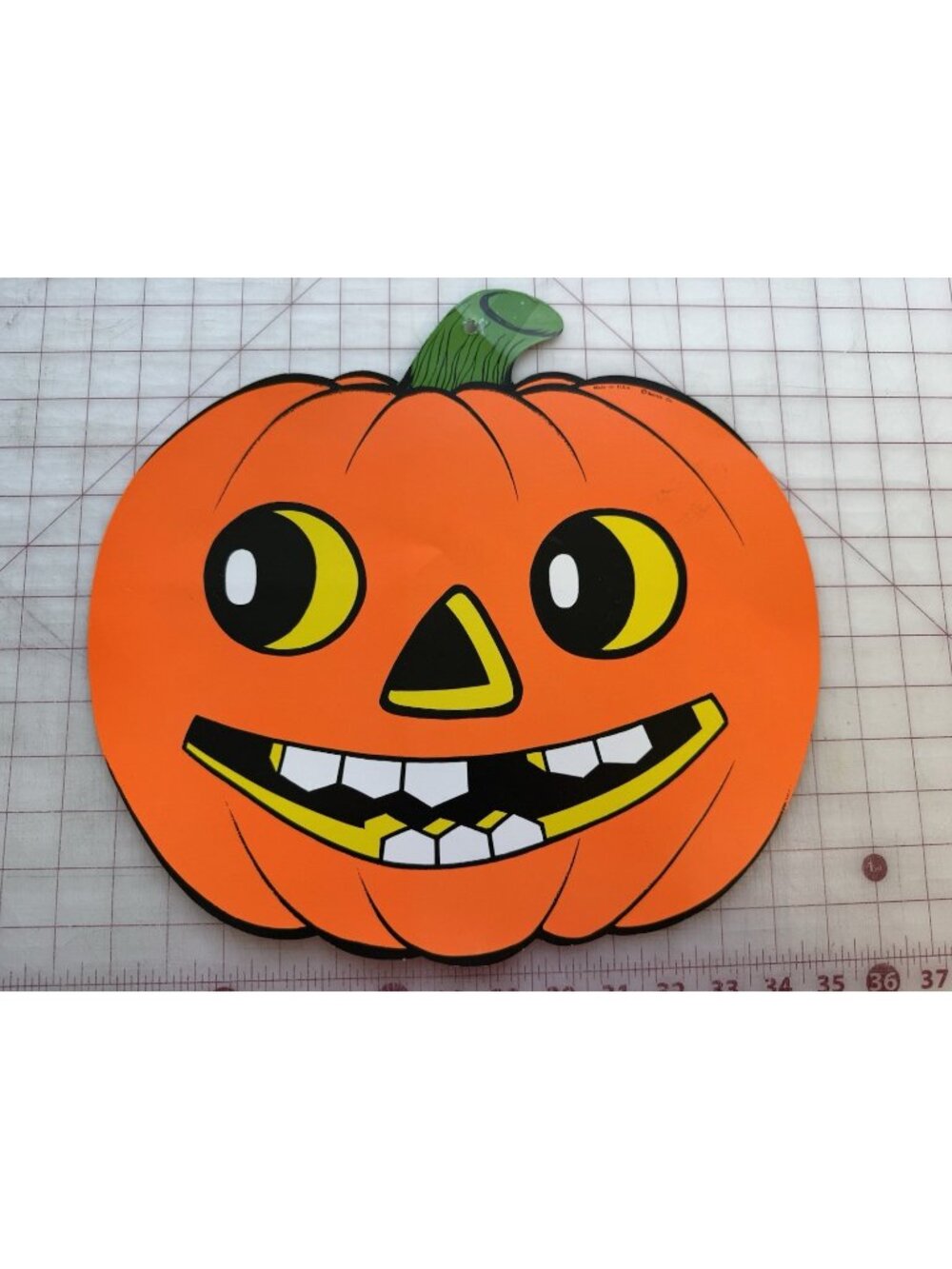Vintage Beistle Jack-o-Lantern Pumpkin 14" x 13" Die Cut  Cardboard Halloween